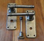 Light Pewter, Cottage Style Wrought Iron Door Handles Bathroom T&R, Rustproof Finish HF100B